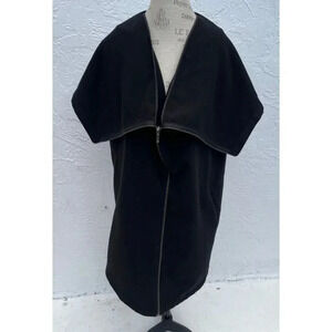 Valette Womens Sleeveless Full Zip Long Hoodie Coat Black Sz S/M